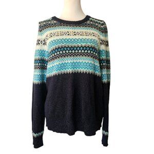 The Limited Sweater Women’s SZ Large Fair Isle Wool Blend Blue Embellished Y2K